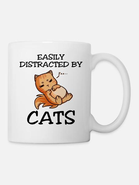 Easily Distracted By Cats - Tasse - Weiß