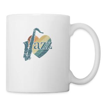 Jazz with saxophones and heart saxophone - Mug - white - Right