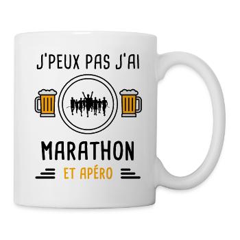 j'peux pas j'ai marathon apéro cadeau - Mug blanc - blanc - Droite