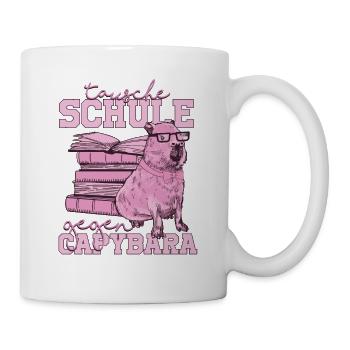 Tausche Schule gegen Capybara Lustiges Capy Design - Tasse - Weiß - Rechts