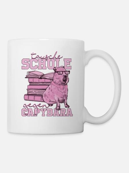 Tausche Schule gegen Capybara Lustiges Capy Design - Tasse - Weiß