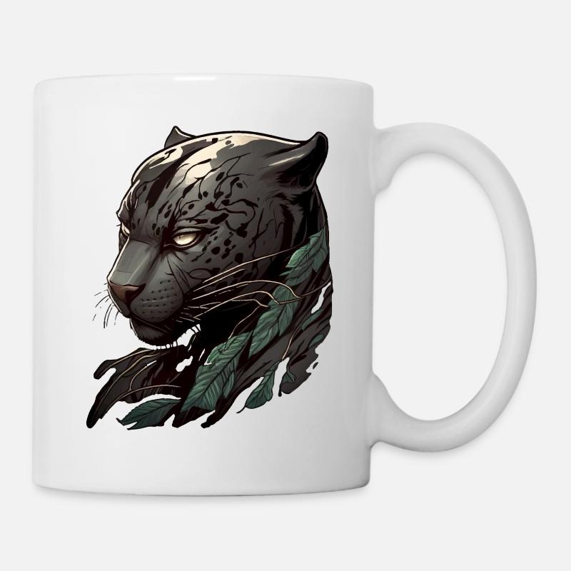 Tête d’une panthère sombre - Mug blanc - blanc