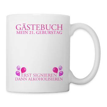 21 Birthday guestbook first sign then - Mug - white - Right