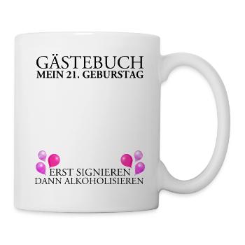 21 Birthday guestbook first sign then - Mug - white - Right