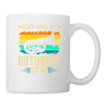 Tuba Alles Wird Gut, Retro Blasmusik Bass B Tuba - Tasse - Weiß - Rechts
