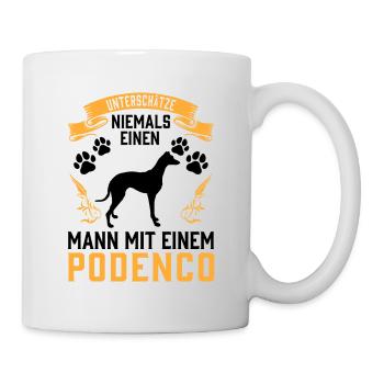 Mann mit Podenco Jagdhund spanischer Podenco - Tasse - Weiß - Rechts