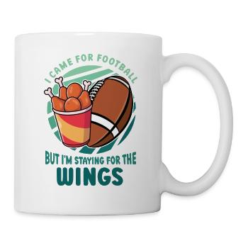 Je suis venu pour rester pour le football à cause des ailes de poulet - Mug blanc - blanc - Droite