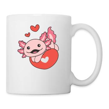 Axolotl zum Valentinstag süße Tiere mit Herzen - Tasse - Weiß - Rechts