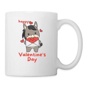 Esel zum Valentinstag süße Tiere mit Herzen - Tasse - Weiß - Rechts