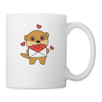Meerkats for Valentine's Day cute animals with hearts - Mug - white - Right