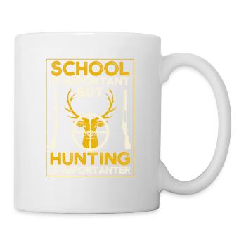 School is important, but hunting is important - Mug - white - Right