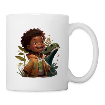 Kleines Kind mit Dino / Reptil - Tasse - Weiß - Rechts