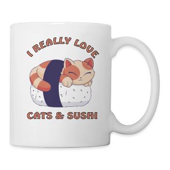 J’adore les chats et les sushis - Mug blanc - blanc - Droite