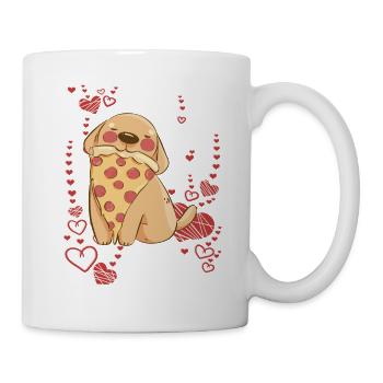 Dog loves pizza - Mug - white - Right