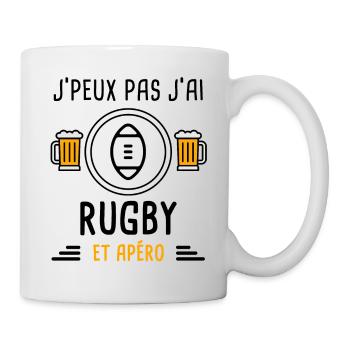 j'peux pas j'ai rugby ballon apéro cadeau - Mug blanc - blanc - Droite