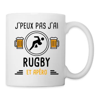 j'peux pas j'ai rugby joueur apéro cadeau - Mug blanc - blanc - Droite