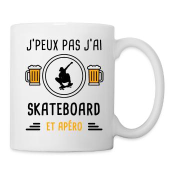 j'peux pas j'ai skateboard apéro cadeau - Mug blanc - blanc - Droite
