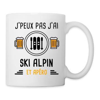 j'peux pas j'ai ski alpin apéro cadeau - Mug blanc - blanc - Droite