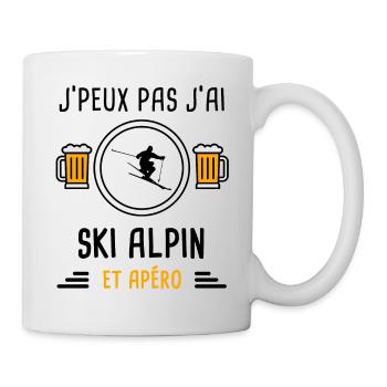 j'peux pas j'ai ski alpin skieur apéro cadeau - Mug blanc - blanc - Droite