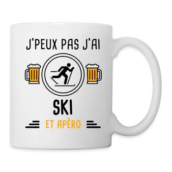 j'peux pas j'ai ski skieur apéro cadeau - Mug blanc - blanc - Droite