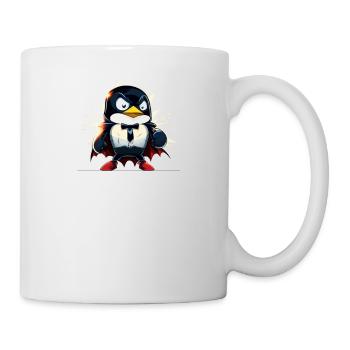 Linux Tux Penguin Powered by Sudo Superhero - Tasse - Weiß - Rechts