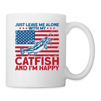 Seul avec le poisson-chat cadeau de pêche au poisson-chat heureux - Mug blanc - blanc - Droite