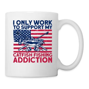 Ich arbeite Angeln zu finanzieren Welsangeln Gesch - Tasse - Weiß - Rechts