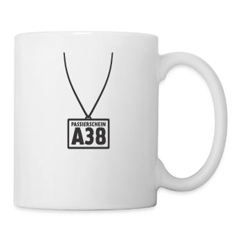 Passierschein A38 Ausgangssperre Home Office - Tasse - Weiß - Rechts