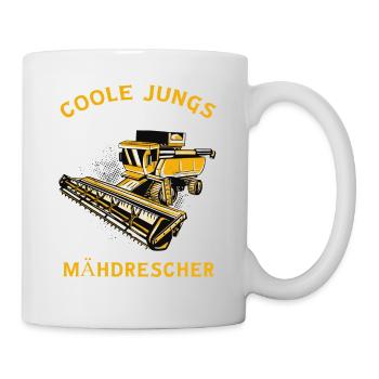 Coole Jungs Fahren Mähdrescher Traktor Männer - Tasse - Weiß - Rechts