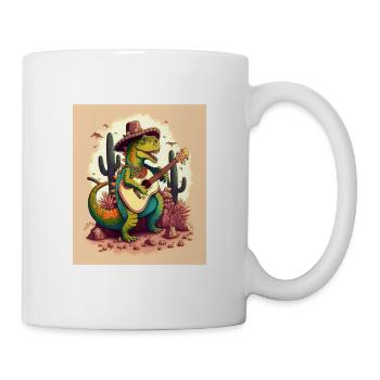 Dinosaur Lover Festive Dinosaur Playing Guitar - Mug - white - Right