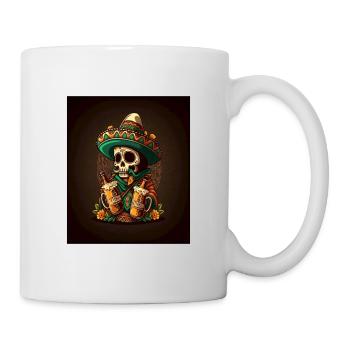 Sugar Skull Wearing Sombrero Drunk Mexican Sugar - Tasse - Weiß - Rechts