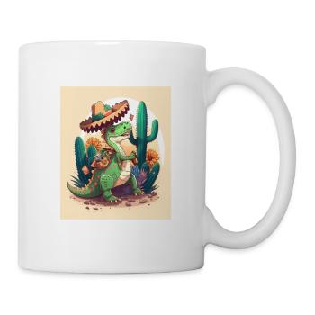 Dinosaur Lover Green Dinosaur Wearing Sombrero - Mug - white - Right