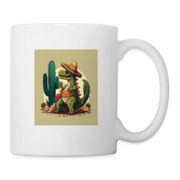 Dinosaur Lover Green Dinosaur Wearing Sombrero - Mug - white - Right