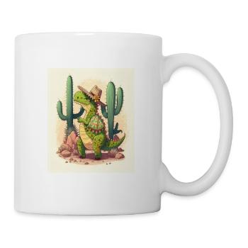 Dinosaur Lover Green Dinosaur Wearing Sombrero - Mug - white - Right