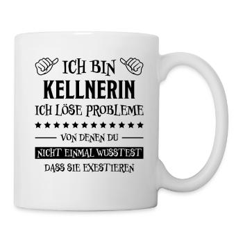 Kellnerin Lustig Spruch Serviererin Beruf Geschenk - Tasse - Weiß - Rechts