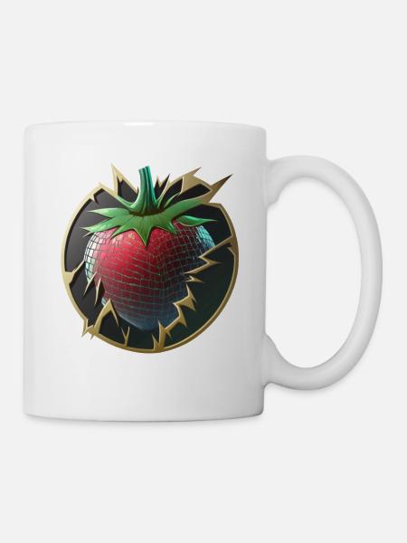Erdbeere 3D Frucht Obst Abstrakt Gen Z Vegan - Tasse - Weiß