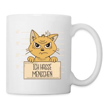 Katze Ich hasse Menschen - Tasse - Weiß - Rechts