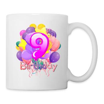 Numéro d’anniversaire des enfants Âge 9e année 9 Numéro porte-bonheur - Mug blanc - blanc - Droite