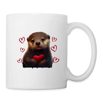 Je vole des cœurs Loutre - Mug blanc - blanc - Droite