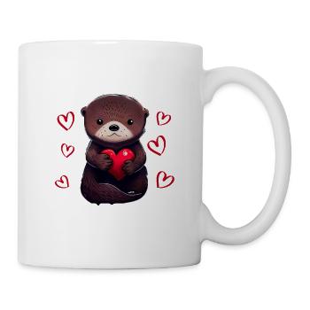 Je vole des cœurs Loutre - Mug blanc - blanc - Droite
