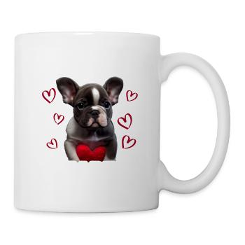 Je vole des cœurs chien Frenchie français bulldog - Mug blanc - blanc - Droite
