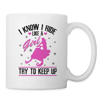 Roulez comme une fille Motoneige Motoneige - Mug blanc - blanc - Droite