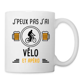 j'peux pas j'ai vélo vtt apéro cadeau - Mug blanc - blanc - Droite