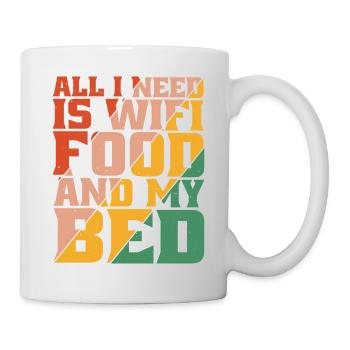 Tout ce dont j’ai besoin, c’est du wifi, de la nourriture et de mon lit 5 - Mug blanc - blanc - Droite