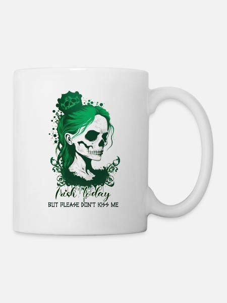 Skull Irish Irland Kleeblatt Grün St Patricks Day - Tasse - Weiß