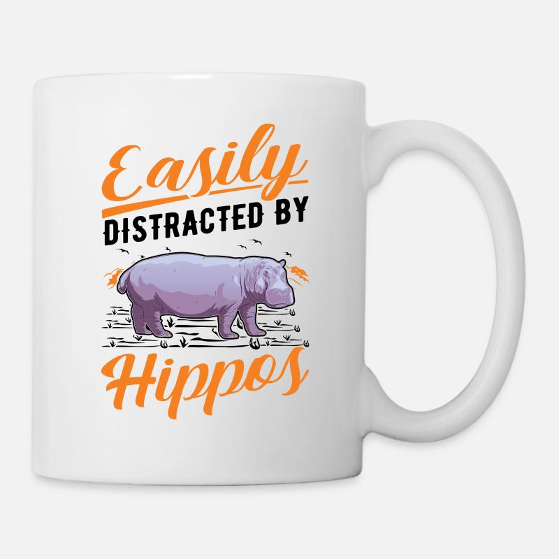 Facilement distrait par Hippos Hippo Hippo Hippopotame - Mug blanc - blanc