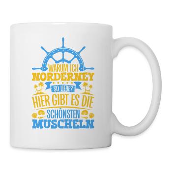 Schöne Muscheln - Warum ich Norderney so liebe - Tasse - Weiß - Rechts