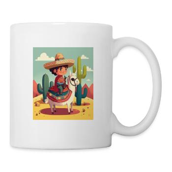 Boy In Mexican Costume Mexican Boy Riding Llama - Mug - white - Right