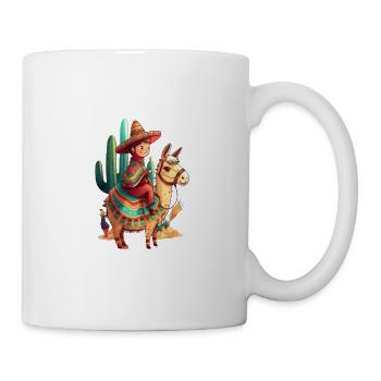 Boy In Mexican Costume Mexican Boy Riding Llama - Mug - white - Right