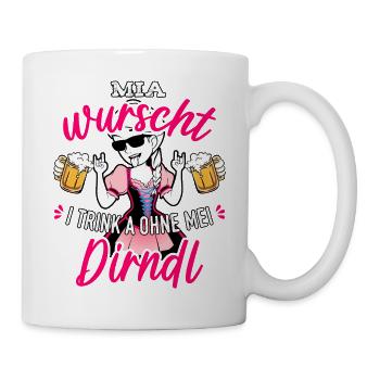 Trachtenshirt Damen Dirndl Saufen Trachten T-Shirt - Tasse - Weiß - Rechts